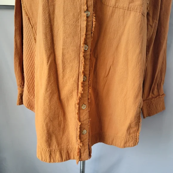 NEW We The Free People Cool & Clean Thermal Waffle Knit Button Down Shirt XS - Picture 6 of 16